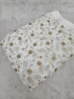 ALLOVER JARI WORK WITH MIRROR SEQUINS EMBROIDERY ON DYEABLE NATURAL CREPE FABRIC