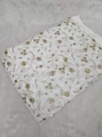 ALLOVER JARI WORK WITH MIRROR SEQUINS EMBROIDERY ON DYEABLE NATURAL CREPE FABRIC