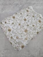 ALLOVER JARI WORK WITH MIRROR SEQUINS EMBROIDERY ON DYEABLE NATURAL CREPE FABRIC