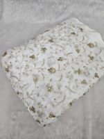 ALLOVER JARI WORK WITH MIRROR SEQUINS EMBROIDERY ON DYEABLE NATURAL CREPE FABRIC