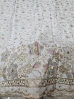 Dyeable Pure Natural Crepe Allover With Applique Daman Cutwork