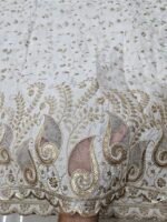 Dyeable Pure Natural Crepe Allover With Applique Daman Cutwork