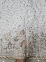 Dyeable Pure Natural Crepe Allover With Applique Daman Cutwork