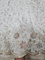 Dyeable Pure Natural Crepe Allover With Applique Daman Cutwork