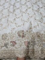 Dyeable Pure Natural Crepe Allover With Applique Daman Cutwork