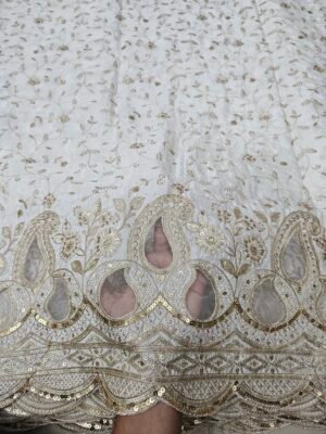 Dyeable Pure Natural Crepe Allover With Applique Daman Cutwork