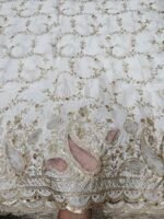 Dyeable Pure Natural Crepe Allover With Applique Daman Cutwork