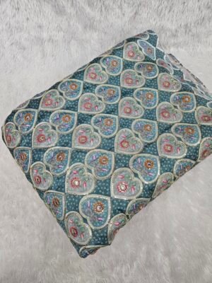 Soft Chinon Position Print With Sequins Embroidered