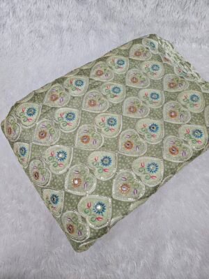 Soft Chinon Position Print With Sequins Embroidered