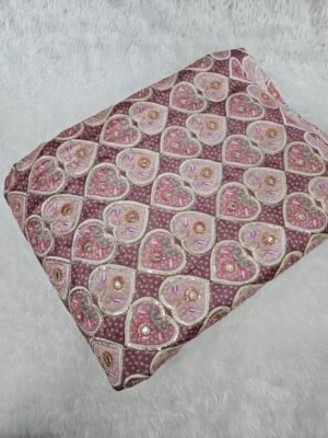 Soft Chinon Position Print With Sequins Embroidered