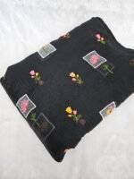 FLORAL THREADWORK WITH SEQUINS ON MUL CHANDERI FABRIC