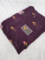 FLORAL THREADWORK WITH SEQUINS ON MUL CHANDERI FABRIC