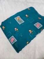 FLORAL THREADWORK WITH SEQUINS ON MUL CHANDERI FABRIC