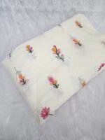 FLORAL THREADWORK WITH SEQUINS ON MUL CHANDERI FABRIC