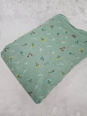 FLORAL THREADWORK WITH SEQUINS ON MUL CHANDERI FABRIC