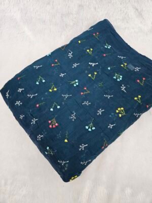 FLORAL THREADWORK WITH SEQUINS ON MUL CHANDERI FABRIC