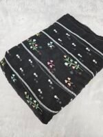 FLORAL THREADWORK WITH SEQUINS ON MUL CHANDERI FABRIC