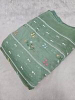 FLORAL THREADWORK WITH SEQUINS ON MUL CHANDERI FABRIC