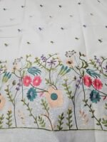 FLORAL COLOURED THREAD EMBROIDERY ON KORA MUL COTTON FABRIC