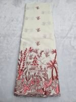 FLORAL COLOURED THREAD EMBROIDERY ON KORA MUL COTTON FABRIC
