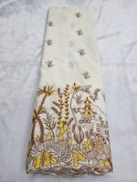 FLORAL COLOURED THREAD EMBROIDERY ON KORA MUL COTTON FABRIC