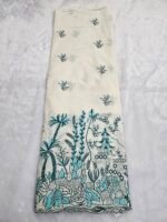 FLORAL COLOURED THREAD EMBROIDERY ON KORA MUL COTTON FABRIC