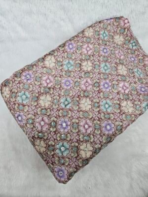 Floral Position Print On Chinon Fabric