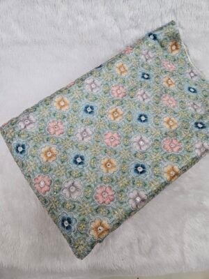 Floral Position Print On Chinon Fabric