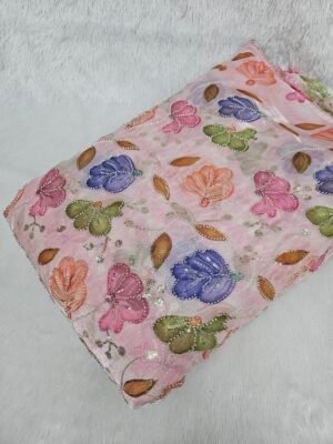 Light Pink Beads With Position Print On Jimmy Choo Fabric