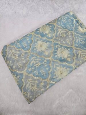 Soft Tebby Organza Position Print With Sequins Work