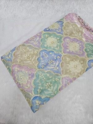 Soft Tebby Organza Position Print With Sequins Work