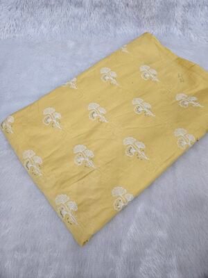 Yellow Butta Thread Embroidery On Pure Cambric Cotton