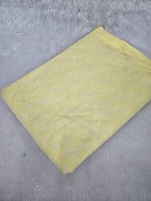 Yellow Allover Thread Work On Pure Cambric Cotton