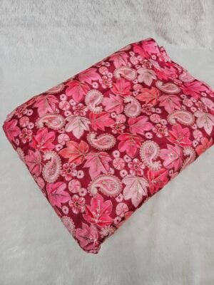 Floral & Carry Design Position Print On Chinon Fabric