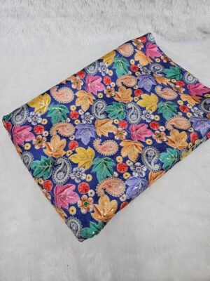 Floral & Carry Design Position Print On Chinon Fabric