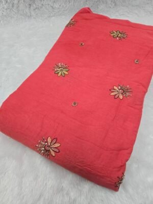 Beads Embroidery On Kora Cotton