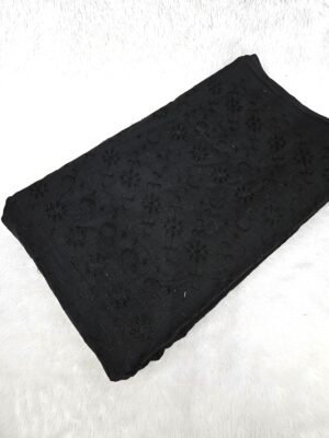 Black Floral Plain Hakoba Fabric