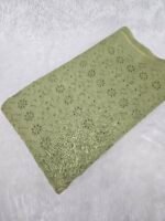 Mint Green Floral Plain Hakoba Fabric