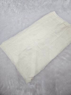 Cream Floral Plain Hakoba Fabric