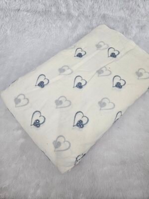 Grey Heart Thread Embroidery On Dyeable Kora Cotton