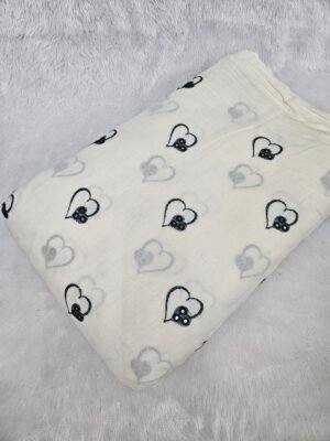 Heart Thread Embroidery On Dyeable Kora Cotton