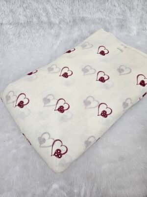 Red Heart Thread Embroidery On Dyeable Kora Cotton