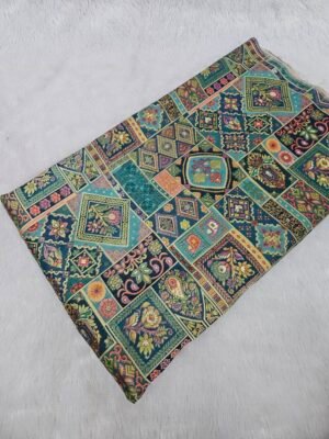 JAQUARD POSITION PRINT ON DOLA SILK FABRIC