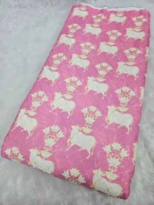 PINK PICHWAI DIGITAL PRINT WITH CROCHET WORK ON RAYON FABRIC