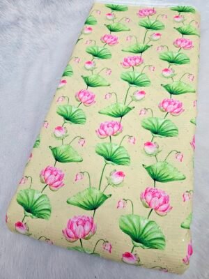 LEMON YELLOW FLORAL PICHWAI DIGITAL PRINT WITH CROCHET WORK ON RAYON FABRIC