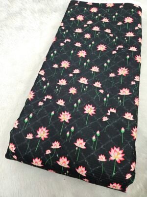 BLACK FLORAL PICHWAI DIGITAL PRINT WITH CROCHET WORK ON RAYON FABRIC