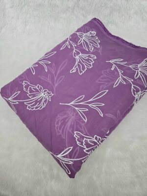 LAVENDER WHITE THREAD WORK ALLOVER EMBROIDERY ON MUL CHANDERI FABRIC