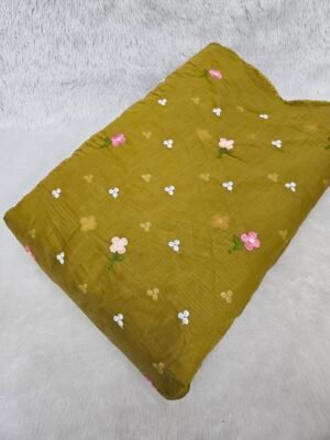 Multi-Color Thread Embroidery On Mul Chanderi Fabric