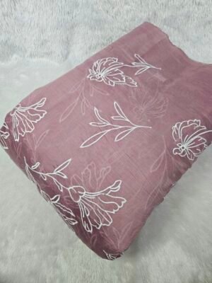 ONION WHITE THREAD WORK ALLOVER EMBROIDERY ON MUL CHANDERI FABRIC