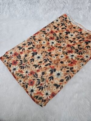 Flower Digital Print On Mul Chanderi Fabric